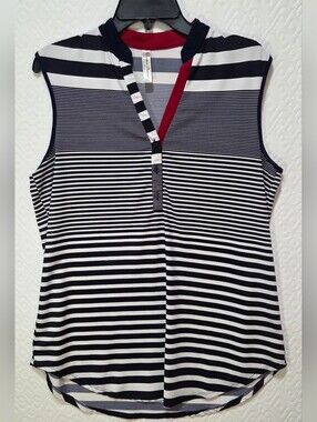 PerSeption Concept Lg, Sleeveless Red, White & Blue Blouse. Patriotic Wear
